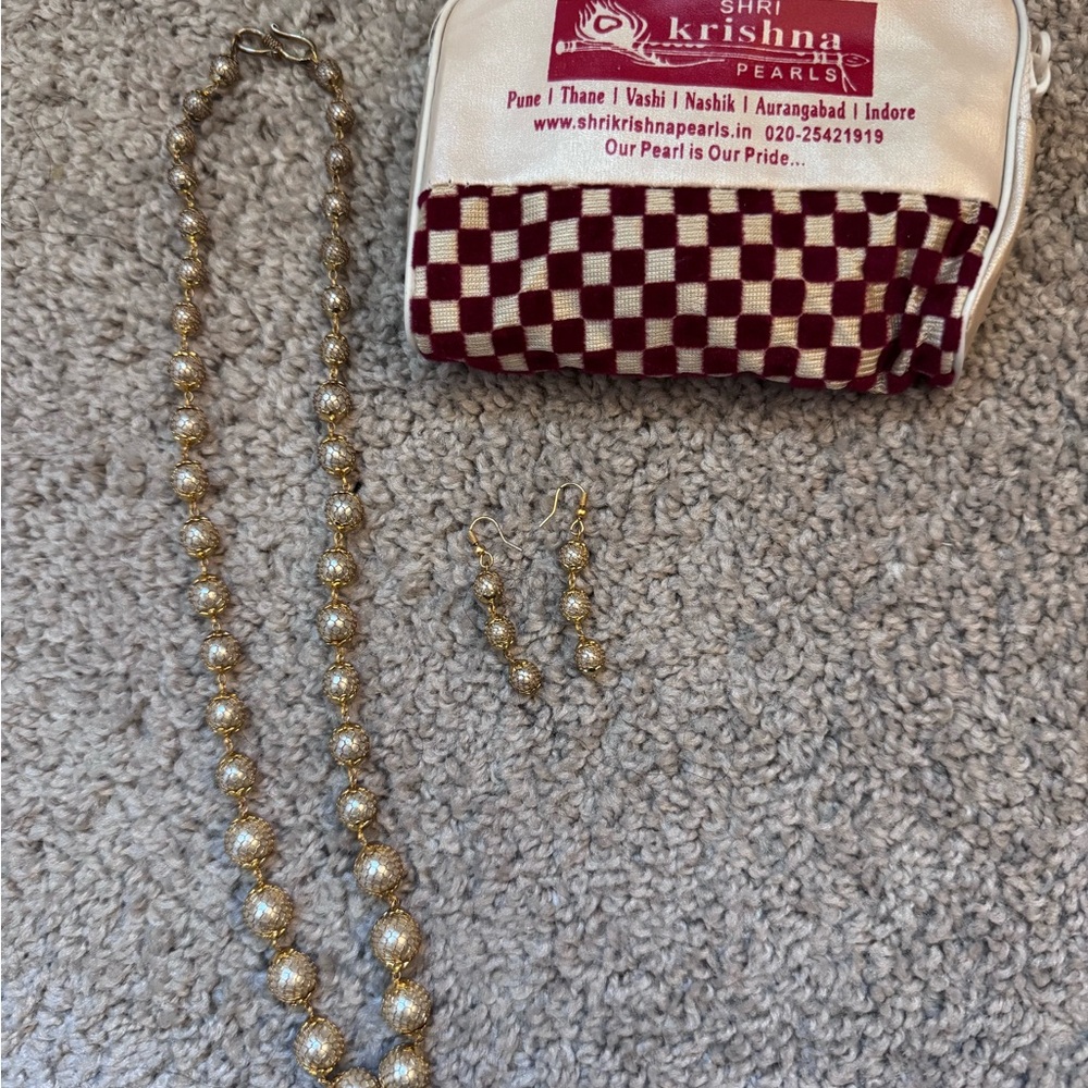 Gold Necklace and Earring Set